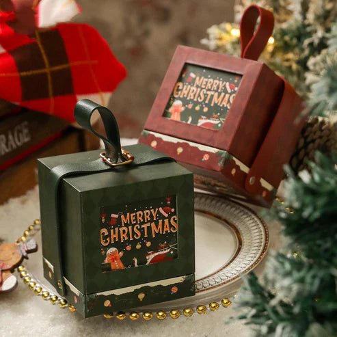 Set of 2 Christmas Gift Box with Rope Handle- Random color only - Memories Insite